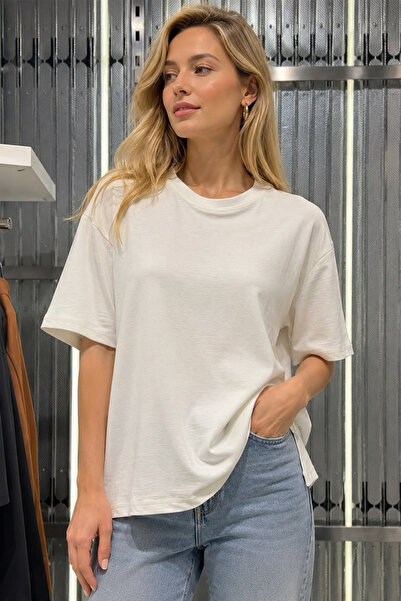Noa&Noa Women's Crew Neck Basic Oversize Short Sleeve T-Shirt Relaxed Fit