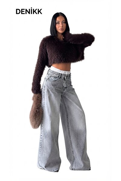 DENİKK Trend Special Design High Waist Boxer Detail Loose Fit Super Palazzo D...