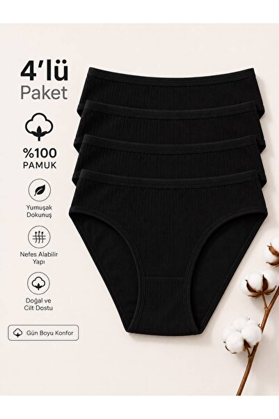 Tutku 4'lü %100 Pamuk Bikini Külot