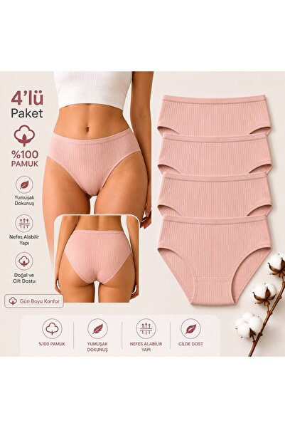 Tutku 4'lü %100 Pamuk Bikini Külot