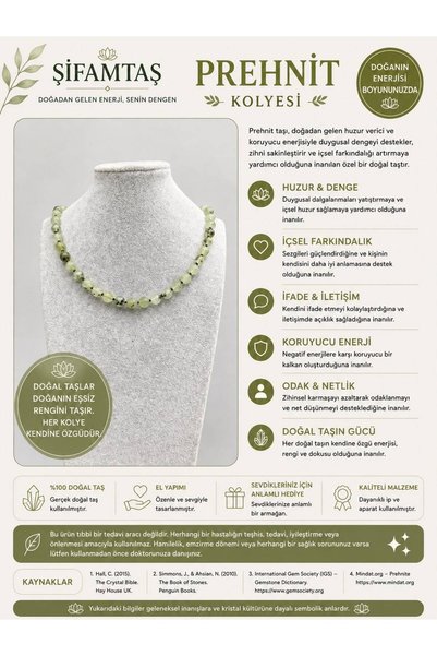 ŞİFAMTAŞ Prehnite Natural Stone Necklace