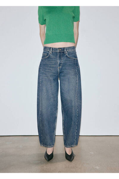 MANGO Woman Dikişli balon jean pantolon