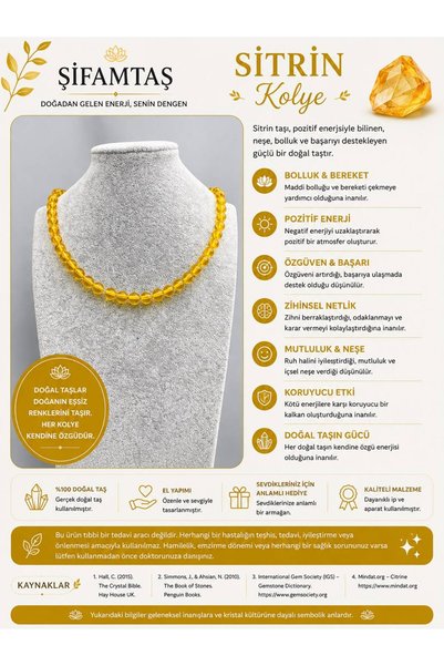 ŞİFAMTAŞ Citrine Natural Stone Necklace
