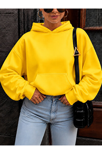 New Shine Solid Color Cotton Women's Sweatshirt