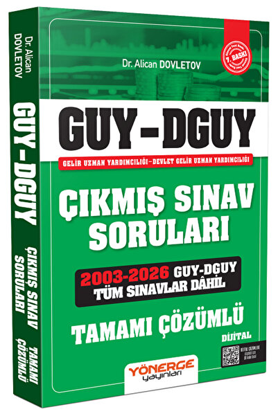Yönerge 2027 GUY DGUY Gelir Uzman Yardımcılığı Çıkmış Sınav Soruları 7. Baskı - Alican Dovletov Yöne