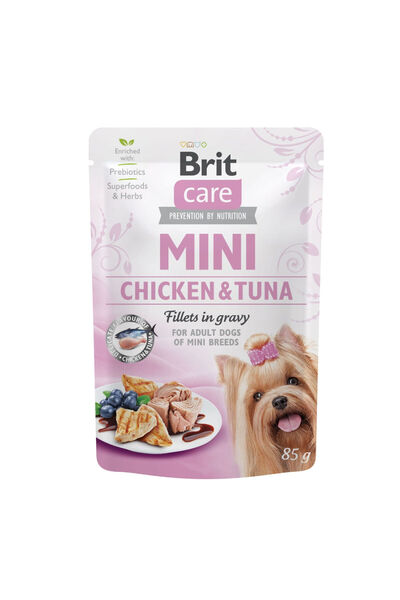 Brit PLIC CAINE CARE MINI PUI SI TON FILLETS IN GRAVY 85 G