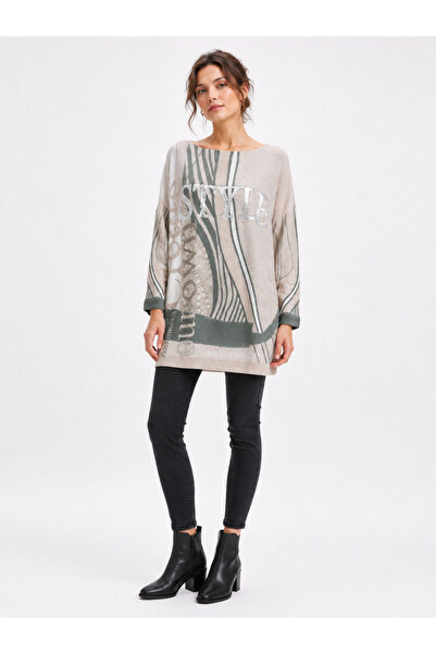 Neden Tekstil Women's Oversize Knitwear Sweater with Tie-Dye Pattern