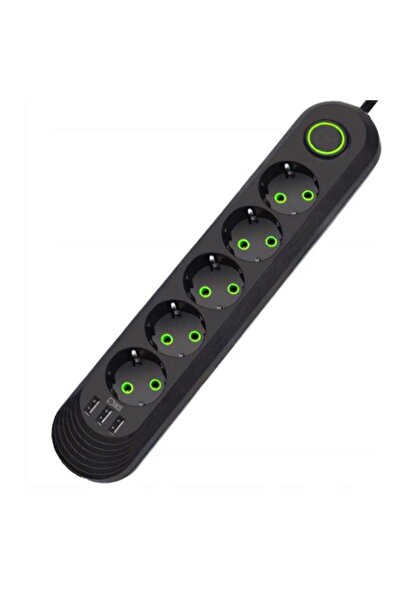 SIKS Priză multiplă cu USB și 5 prize Schuko pentru casă și birou SIKS, 3 por...