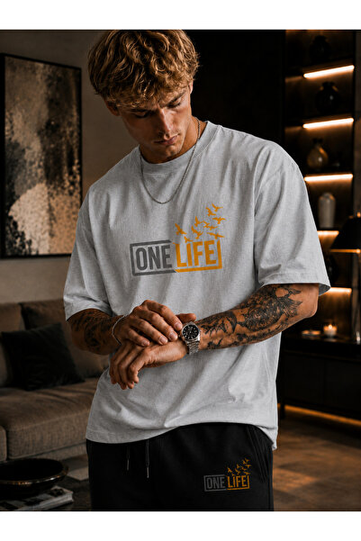JAWÜ FASHION One Life Printed Cotton Oversize Premium T-Shirt Sweatpants Adul...