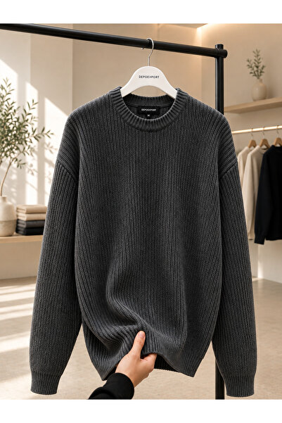 DepoExport Women's Premium Oversize Soft Crew Neck Knitwear Sweater
