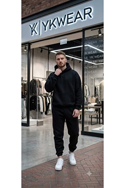 YK WEAR Σετ φόρμας oversize με κουκούλα, χωρίς στάμπα, σε 4 διαφορετικά χρώματα