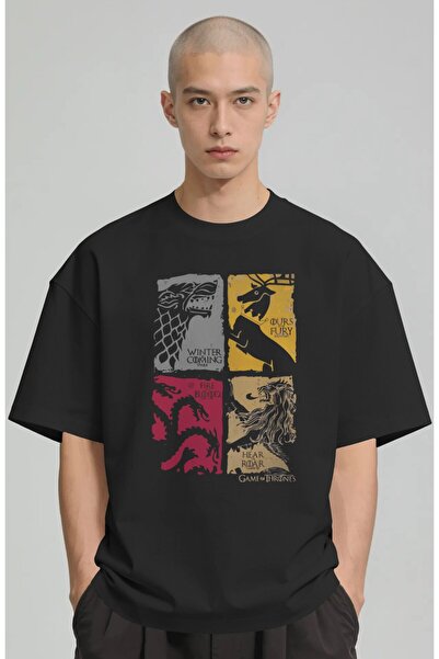 SEVBANO Tricou premium oversize unisex cu imprimeu Game Of Thrones