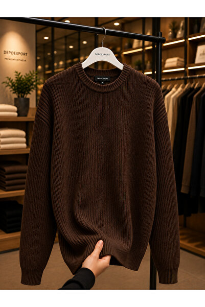 DepoExport Women's Premium Oversize Soft Crew Neck Knitwear Sweater