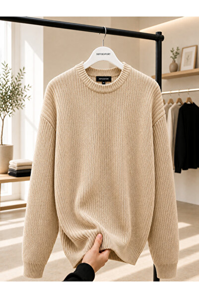 DepoExport Women's Premium Oversize Soft Crew Neck Knitwear Sweater
