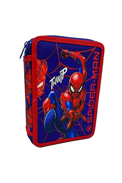 SPIDERMAN Double Equipped Pencil Case Blue Red 16 x 4.5 x 21 cm