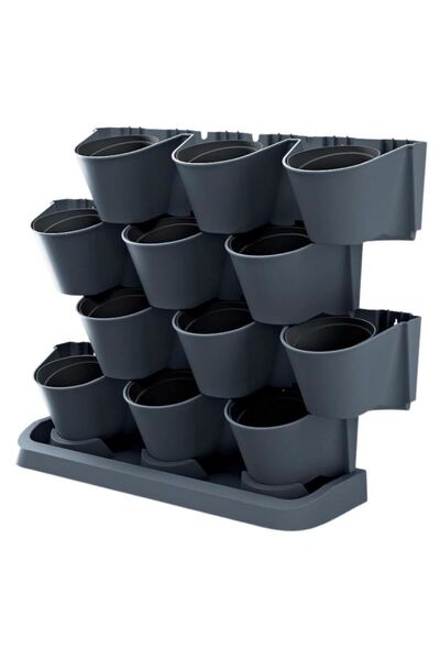 Prosperplast Set 12 ghivece decorative, Cascade Green, modular, antracit, 12x...