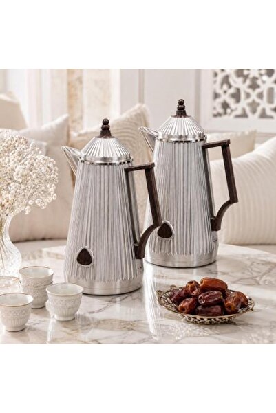 laverahome Luxury Coffee & Tea Set - Silver Stainless Steel with Striped Desi...