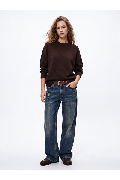 Ltb Regular Fit Crew Neck Knitwear Brown Sweater