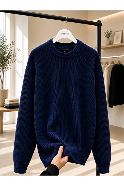 DepoExport Women's Premium Oversize Soft Crew Neck Knitwear Sweater