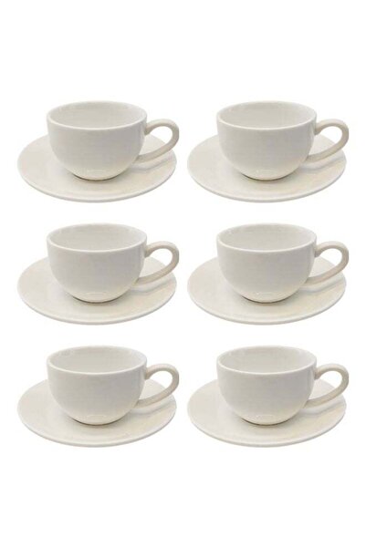 Celia 12-Piece Porcelain Tea Cup & Saucer Set White 150ML, Set for 6 People