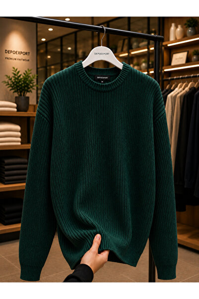 DepoExport Women's Premium Oversize Soft Crew Neck Knitwear Sweater