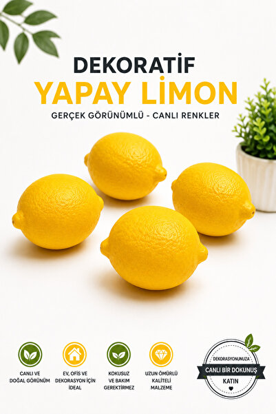 Printorium Dekoratif Yapay Limon - Gerçekçi Görünümlü Plastik Dekor Meyvesi (...