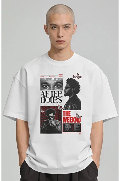 SEVBANO Tricou premium oversize unisex cu imprimeu The Weeknd After Hours, ra...