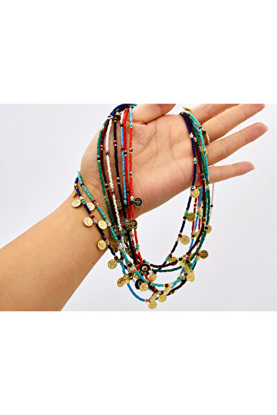 Muan Set Handmade Colier și Brățară cu Mărgele și Bănuți din Cupru