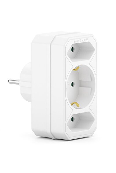 IPEE Adaptor triplu, 1 x Schuko, 2 x EURO, Alb, 2.5/16 A, 3500 W