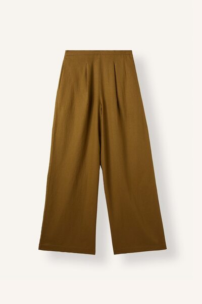 DeFacto Regular Fit Wide Leg Pleated Linen Trousers H3264Ax26Au