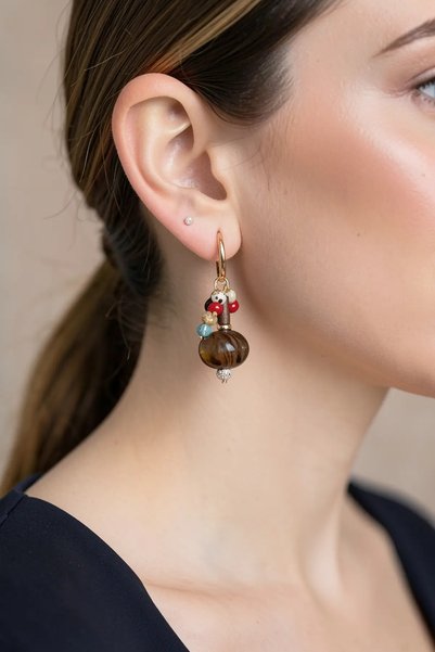 PRVT Karışık Renk Sallantılı Bohem Küpe (Çift)