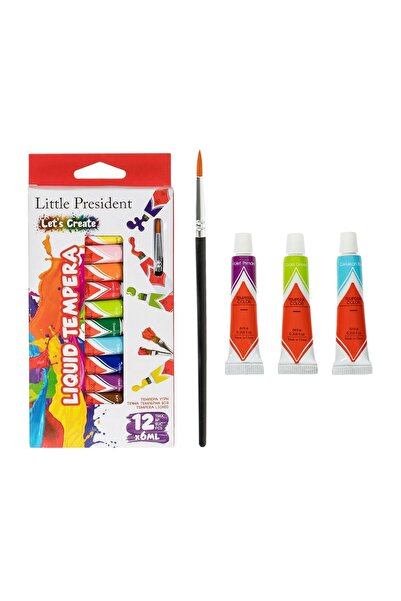 Little President Set acuarele pentru pictură și desen, 12 culori, 6ml – pensu...