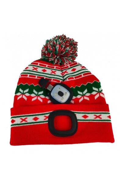 Strend Pro Caciula cu LED reincarcabila prin USB, X-mas Green, unisex, marime...