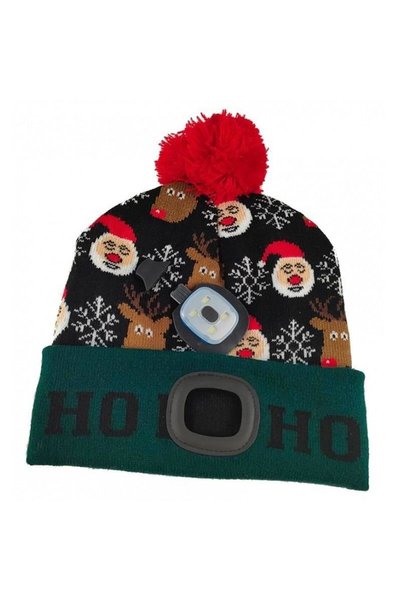 Strend Pro Caciula cu LED reincarcabila prin USB, X-mas Ho-Ho, unisex, marime...