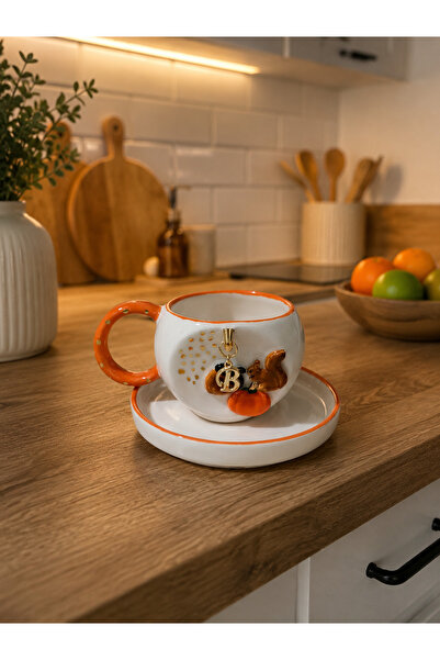 Ceresshop Handmade Autumn-Themed Ceramic Cup (Specify the Letter You Want in ...