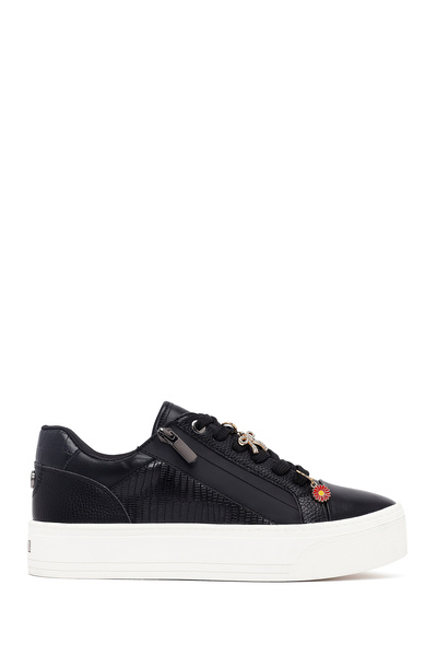 Derimod Women's Black Lace-Up Thick-Soled Sneaker Af520004Sv