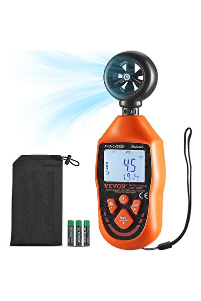 VEVOR Anemometru digital portabil, viteza vantului, temperatura vantului, flu...