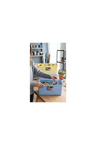 Bora Plastik Hit Box Food Grade Storage Container with Lid - Blue, Yellow - N...