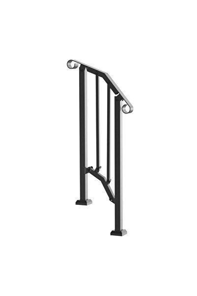 Vivatechnix Balustrada pentru 1-2 trepte exterioare, Negru, Otel, 1535 x 84 x...
