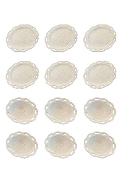 Dove 12-Piece Porcelain Round Serving Saucer & Bowl Set White, (6Saucers + 6B...