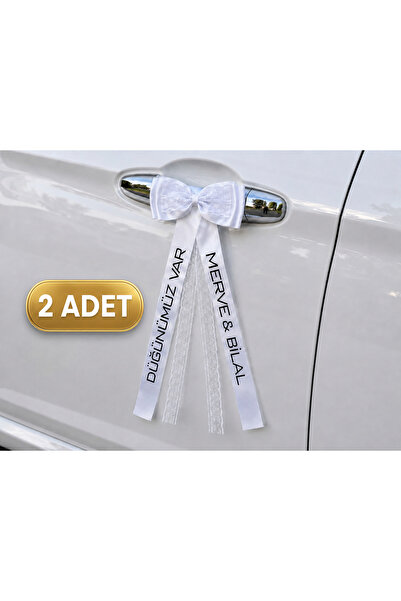 EvremStore 2 Adet Kişiye Özel Gelin Arabası Kapı Kolu Süsü 45 cm, İsim Baskıl...