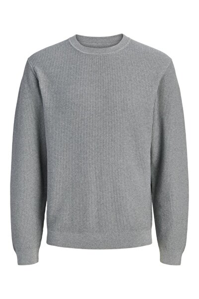 Jack & Jones Pulover și cardigan gri pentru bărbați, Jprblaconnor, cu guler r...