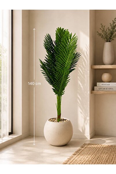 CENTRHOME 140cm Tall Palm Tree with Sprayed Trunk