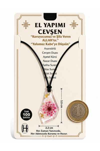 hennadibace Epoxy Crystal Cut Neck Pendant (Handcrafted) Cevşenül Kebir,Nazar Ayeti,Ayetel Kürsi,Felak and Nas Surahs,Spiritual Armor