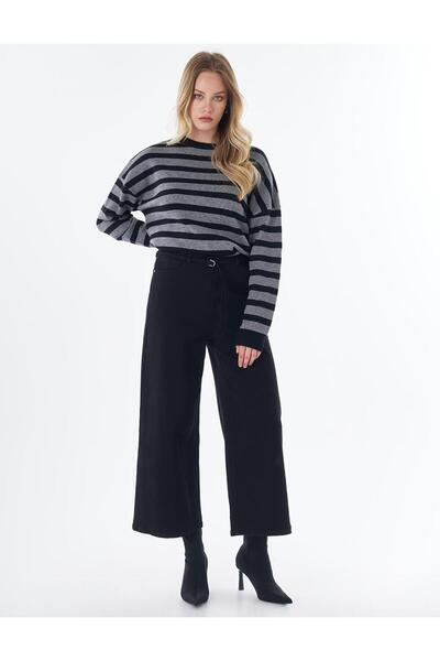 Kayra Belt Detailed Non Denim Trousers Black