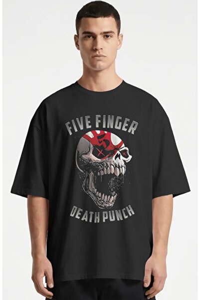 SEVBANO Tricou premium oversize unisex cu imprimeu Five Finger Death Punch, t...