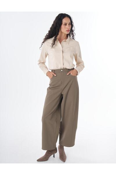 Kayra Wide Leg Trousers Khaki