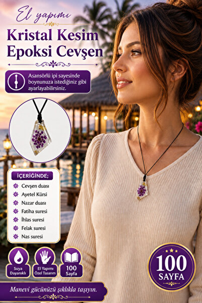 hennadibace Epoxy Crystal Cut Neck Pendant (Handcrafted) Cevşenül Kebir,Nazar...