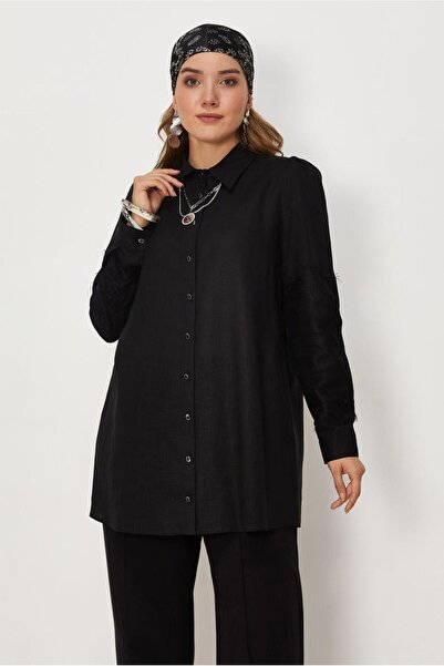 Alvina Shirt Collar Linen Tunic 46799
