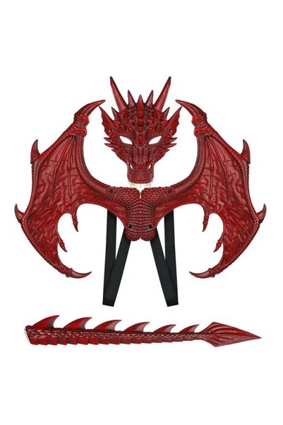HI-FINE (eb228-Red)Children's Dragon Wing Costume Dinosaur Tail Mask Set Prop...